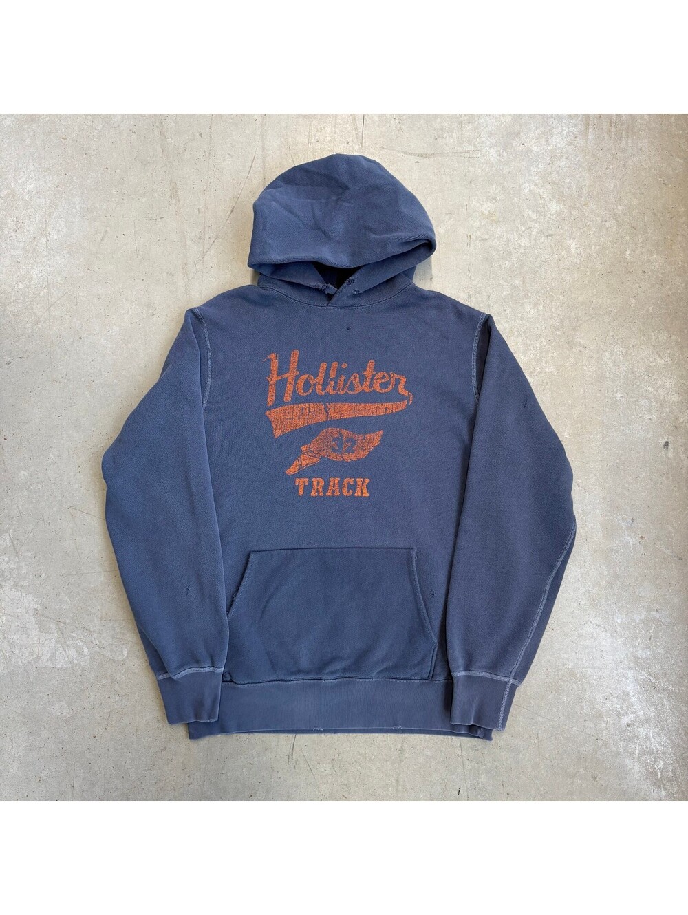 Vintage 2000s Hollister Track Wingfoot Graphic Hoodie Medium Navy
